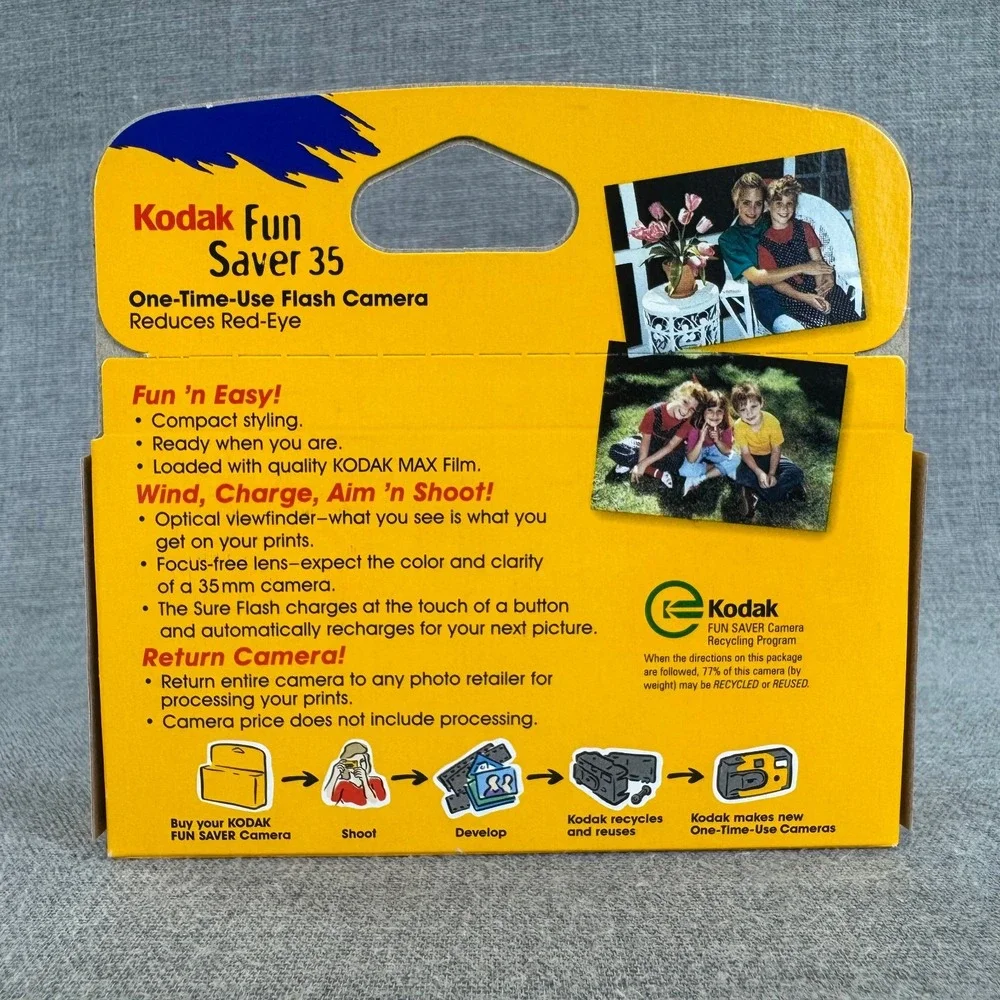Kodak Fun Saver 35 Disposable Camera 3 Pack 27 Exposure Flash Exp 2004 Sealed